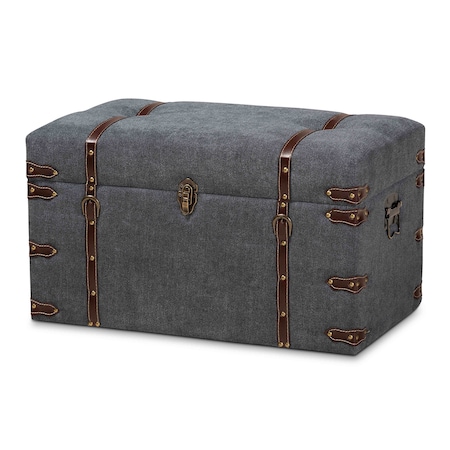 Baxton Studio Palma Transitional Grey Upholstered Storage Trunk Ottoman 173-11028